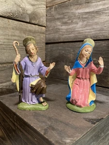 Vintage  Depose Italy  Mary And Joseph  Nativity Figures 4.5” - Picture 1 of 6