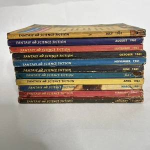 Fantasy & Science Fiction Magazine Lot 1961 Asimov Vonnegut Dickson x11 - Imagen 1 de 14