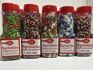 Holiday Christmas Baking Cake Decorating Sprinkles 5 Bottles Betty Crocker Cake - Picture 1 of 7