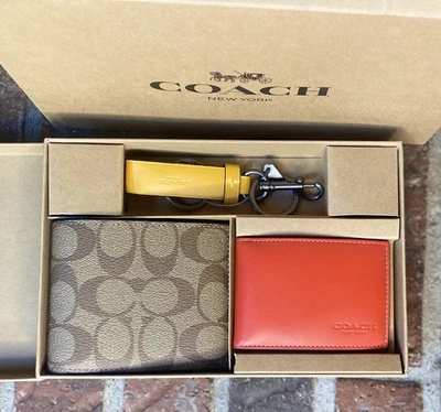 COACH MEN'S BOXED 3 IN 1 WALLET GIFT SET IN COLORBLOCK SIGN. CANVAS - Image 1 of 2