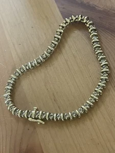 Diamond Line Bracelet 8.5 Inch 14k - Picture 1 of 4