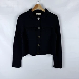 Sezane Betty Cardigan Sz S Merino Wool Navy  - Picture 1 of 12
