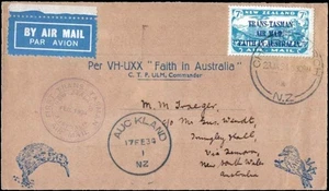 1934 NZ–Australia Trans-Tasman Air Mail “Faith in Australia” 7d Pigeongram - Picture 1 of 2