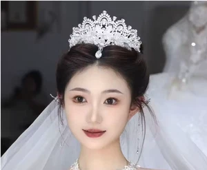 Wed Sparkling Bling Beauty Pageant Crown Sumptuous Handmade Crystal Bridal OF 2 - Picture 1 of 4