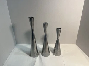 Vintage Stainless Steel Candlesticks | Set of Three. 1203 - Picture 1 of 6