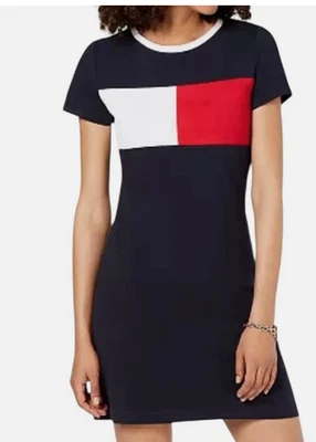 Tommy Hilfiger Women's Navy Blue Logo T-Shirt Dress Size Medium NWT - Image 1 of 4