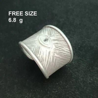 FINE SOLID SILVER RING ADJUSTABLE SIZE VINTAGE 6g ILLUMINATI EYE #RR012 - Image 1 of 4