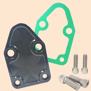 Billet SBC Chevy Fuel Pump Block-Off Plate Gasket w/Bolts Kit 283 327 350 400 - Picture 1 of 9
