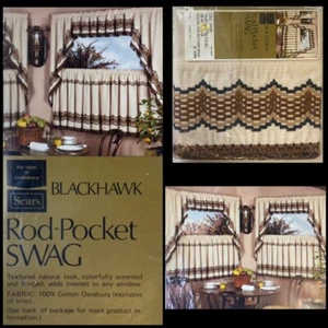 Vtg 70’s SEARS Curtain SWAG Valance ONLY Autumn Spice Boho Textured Fringes72x38 - Picture 1 of 10