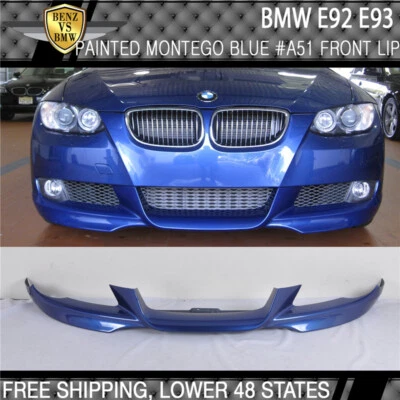 Fits 07-10 BMW E92 E93 3 Series Coupe Convertible Montego Blue Front Bumper Lip - Image 1 of 4