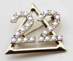 DST, Delta Sigma Theta, The "22" with Keepsake Pouch, Gold/Pearls, Pouch - Picture 1 of 2
