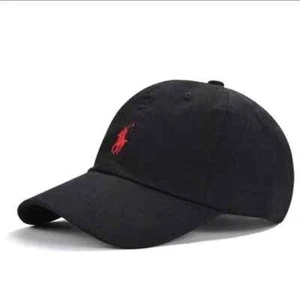 Mens Polo Cap Baseball Hat Beige Black Unisex Classic Hat Adjustable - Picture 1 of 7