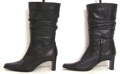 Schwarze Stiefel, echtes Leder, 7cm Absatz - Gr. 40 - CADORO CA`D`ORO - Bild 1 von 4