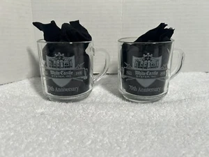 2 - 1991 70th Anniversary White Castle Luminarc Clear Glass Coffee Mug Cups BX5 - Picture 1 of 4