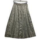 Ports International Size 8 Floral Pleated Lined Midi Skirt Shinny Silver Vtg