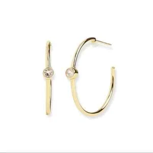 Marrin Costello Mystic Hoops Earrings 14k Gold Plate Sterling Silver Topaz - Picture 1 of 4