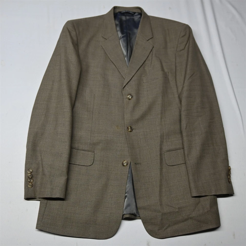 J Ferrar 44L Brown Check 100% Wool Mens Sport Coat Suit Jacket Blazer - Image 1 of 4