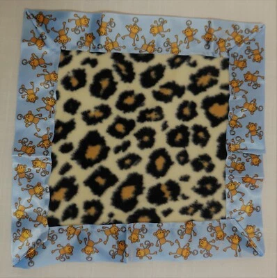 Handmade Baby Mini Baby / Pet Security Blanket / Cheetah W/ Satin Trim - 12 x 12 - Image 1 of 2