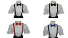 Mens Braces and Bow Tie Set Matching Weddings Prom Combo Set Black Clip On Tie