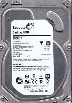 Seagate ST3000LM003 pn:1F216N-568 s/n:Z30 fw:CC51 TK 2013 3TB SATA 2.5 HDD 706 - Image 1 of 2