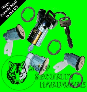 Ford Ignition Key Switch Lock Cylinder & Door & Rear Lock Set Chrome W/ 2 Keys - Picture 1 of 2