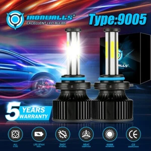 6-sides 9005 LED Headlight Bulbs Conversion Kit White High Beam Replace Halogen - Picture 1 of 12