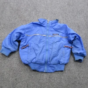Vtg Patagonia Jacket Kids 4 Blue Nylon Lined Long Sleeve Mock Neck Full Zip USA - Picture 1 of 13