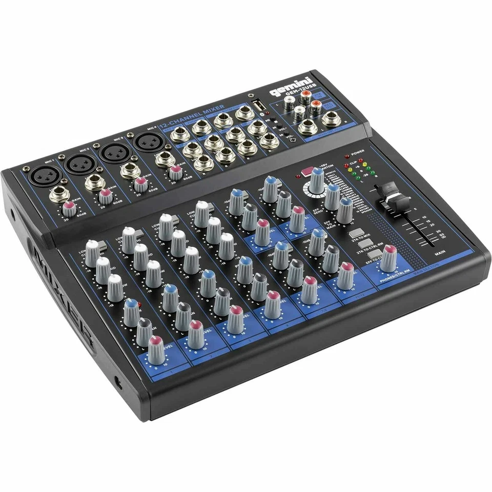 Gemini Gem-12usb Compact 12 Channel Bluetooth Mixer