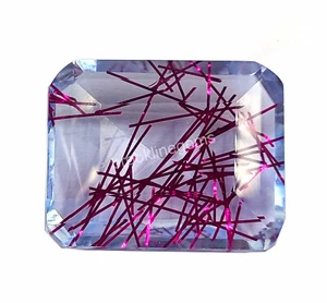 92 Ct Bi Color Rutilated Quartz Emerald Cut EGL Certified Loose Gemstone 4SUJ - Picture 1 of 7