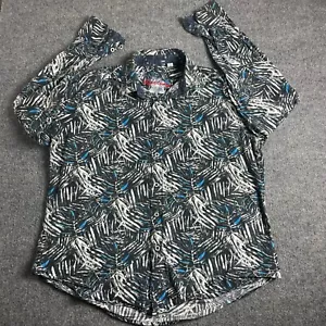 Robert Graham Shirt Large Black Americana Preppy Tailored Fit Design Cuff Men's - Picture 1 of 8