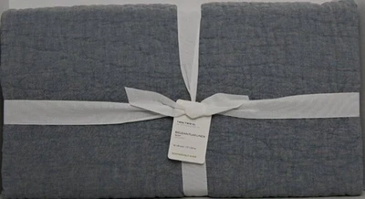 Pottery Barn Belgian Flax Linen Handcrafted Quilt, Twin/TwinXL  Chambray NWT - Image 1 of 4