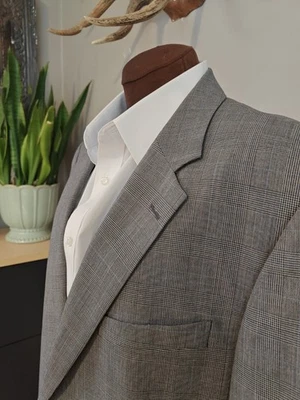 🇺🇲 Abrigo deportivo de lana de dos botones Jos A Bank 44 R gris Glen a cuadros Foto 1 de 4