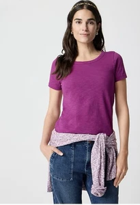 T-shirt girocollo J.CREW manica corta ragazza nuova con etichetta taglia media in magenta - Foto 1 di 4
