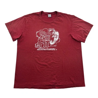 Camisa Gráfica Para Hombres XL De Colección Y2k Años 2000 Antigua Marina "Melvin's Real Texas Chili Pit" Foto 1 de 4