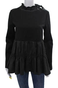 Meimeij Womens Long Sleeves Tie Neck A Line Blouse Black Size EUR 38 - Picture 1 of 6