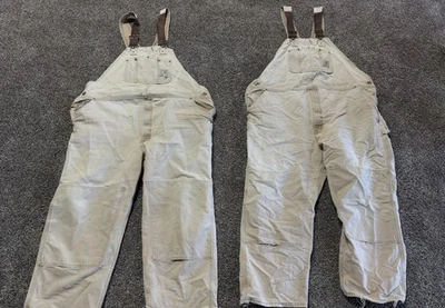Vintage Carhartt  Bibs Overalls Mens 50x30 Canvas Distress Faded Worn Lot Of 2 - Image 1 of 4