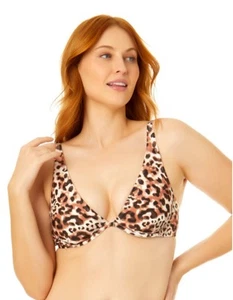 Time and Tru Women's Bikini Top Brown Animal Print Spaghetti Straps Size Small - Picture 1 of 12