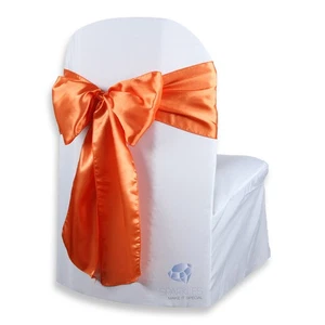 20 pcs Satin Chair Cover Bow Sash 108"x8" - Orange - Wedding Party Banquet no - Picture 1 of 5