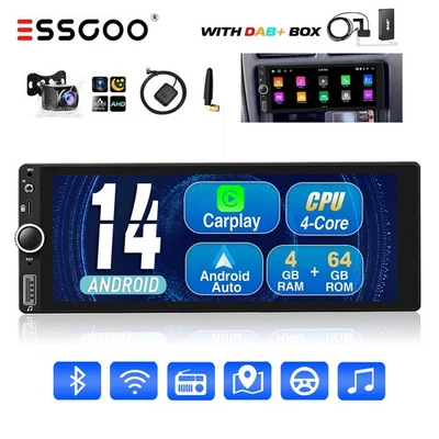 6.9" Android 14 DAB+ Carplay Autoradio 1 DIN GPS SAT NAV RDS Wifi BT Kam 4+64GB - Bild 1 von 4