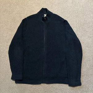 LL Bean Sweater Mens XL Reg Blue Organic Cotton Knit Heavy Full Zip 508221 - Picture 1 of 10