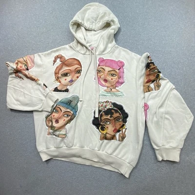 Sudadera con Capucha Zara x Abi Castillo Blanca Para Mujer Talla M Gráfico Rostros Arte Foto 1 de 4