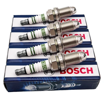 4x BOSCH F7LTCR Zündkerze 0241235752 Für Audi A3 A4  VW Golf 5  Polo Bora Tiguan - Image 1 of 4