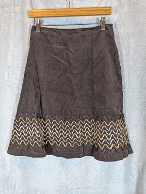 Falda de pana marrón Boden para mujer 4R hasta la rodilla línea A color tostado dorado cinta ondulada Foto 1 de 4
