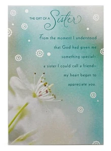 Easter Card For Sister Religious Floral Glitter Accents DaySpring Card NEW - Picture 1 of 11