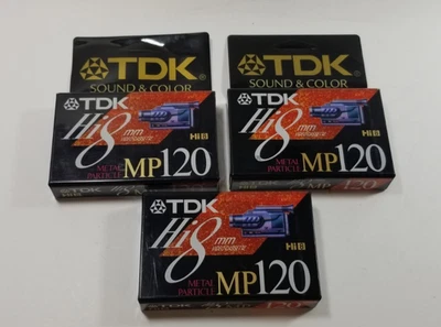 Lote de 3 fitas cassete TDK Hi8 MP120 partículas de metal P6-120H8MP em branco novas seladas - Imagem 1 de 4
