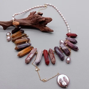 Natural  Mookaite  Purple Pearl Collier Statement Necklace Woman Girl  Jewelry - Picture 1 of 6