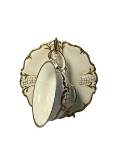 Vintage Soral Carstens Porzellan Teacup and Saucer Set – Gold Gilded German - Picture 1 of 8