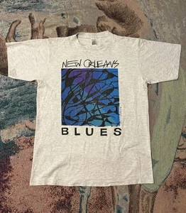 Vintage New Orleans Blues Art T-Shirt 90er Herren Gr. XL Grau Musik - Bild 1 von 6