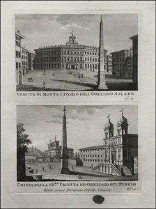 1795,ROMA:Montecitorio.Obelisco.Solare/Chiesa S.S.Trinita.Obelisco Pincio.PRONTI - Bild 1 von 1