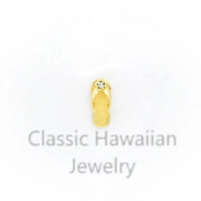 14MM SOLID 14K GOLD HAWAIIAN Slipper PETITE PENDANT Flipflop Diamond Melee centr - Image 1 of 3